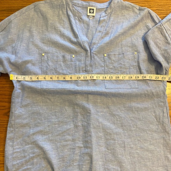 Anne Klein Linen/Viscose blend, light blue Dress, Beach Cover, Caftan, Size 12 - Picture 8 of 10